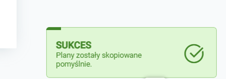 pomyślne skopiowanie planów