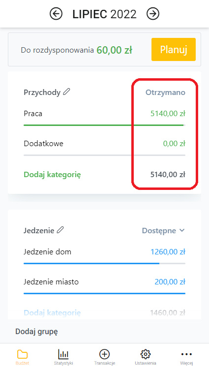 Otrzymane środki image