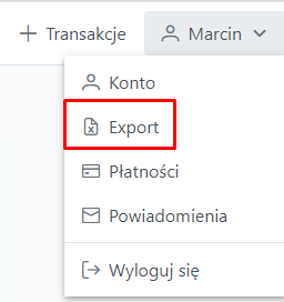 Eksport z menu